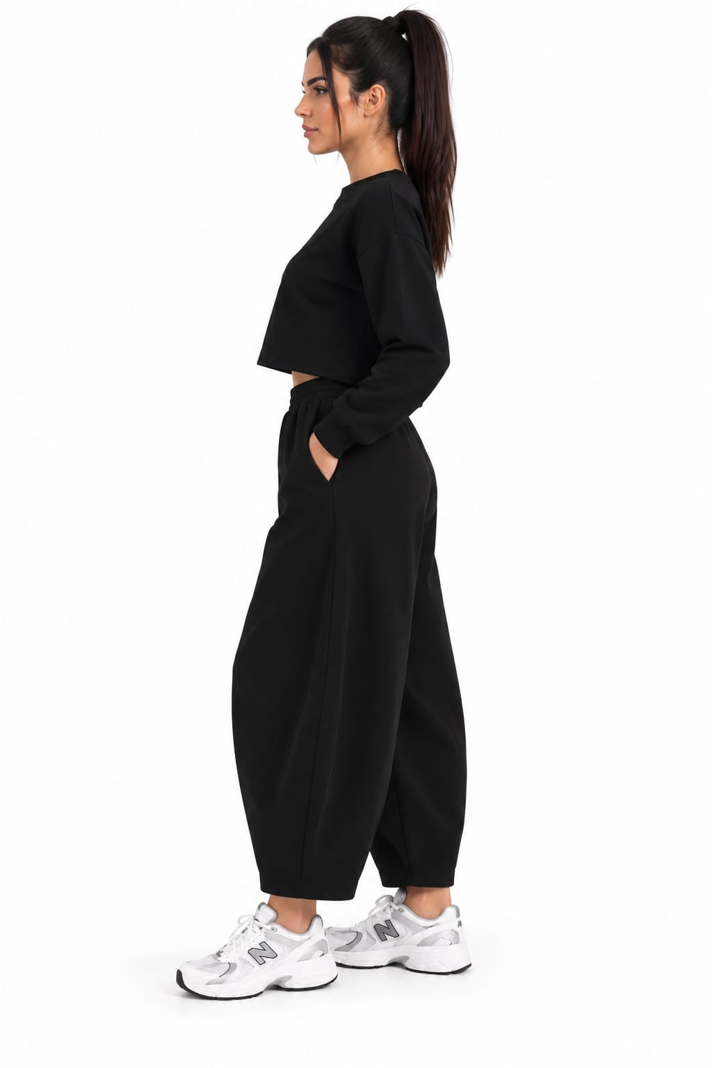 Ensemble 2 Pièces Crop Top  Pantalon Ballon - 80% Coton