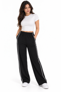 Pantalon Femme Noir à Liserés Blancs