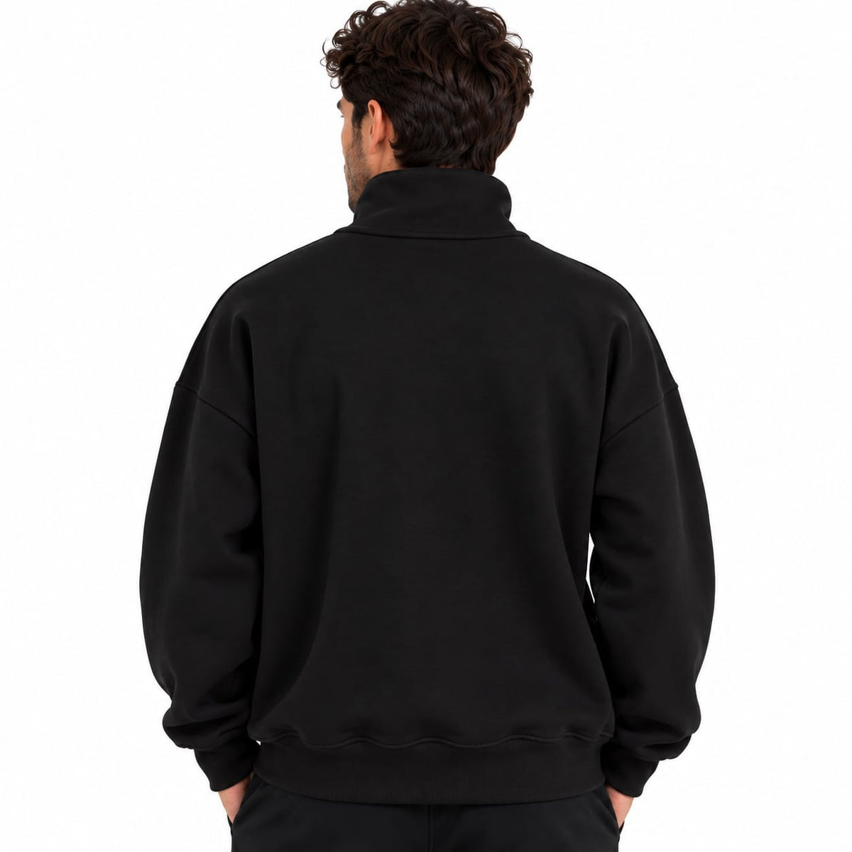 Sweat Demi-Zip Oversize Homme – Noir