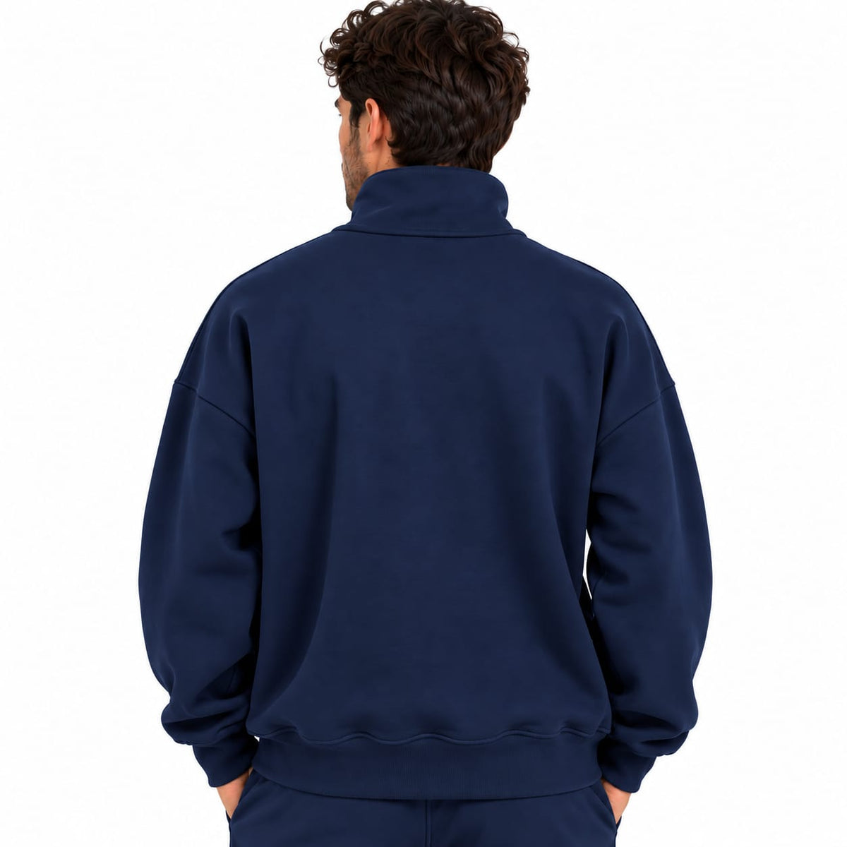 Sweat Demi-Zip Oversize Homme – Bleu