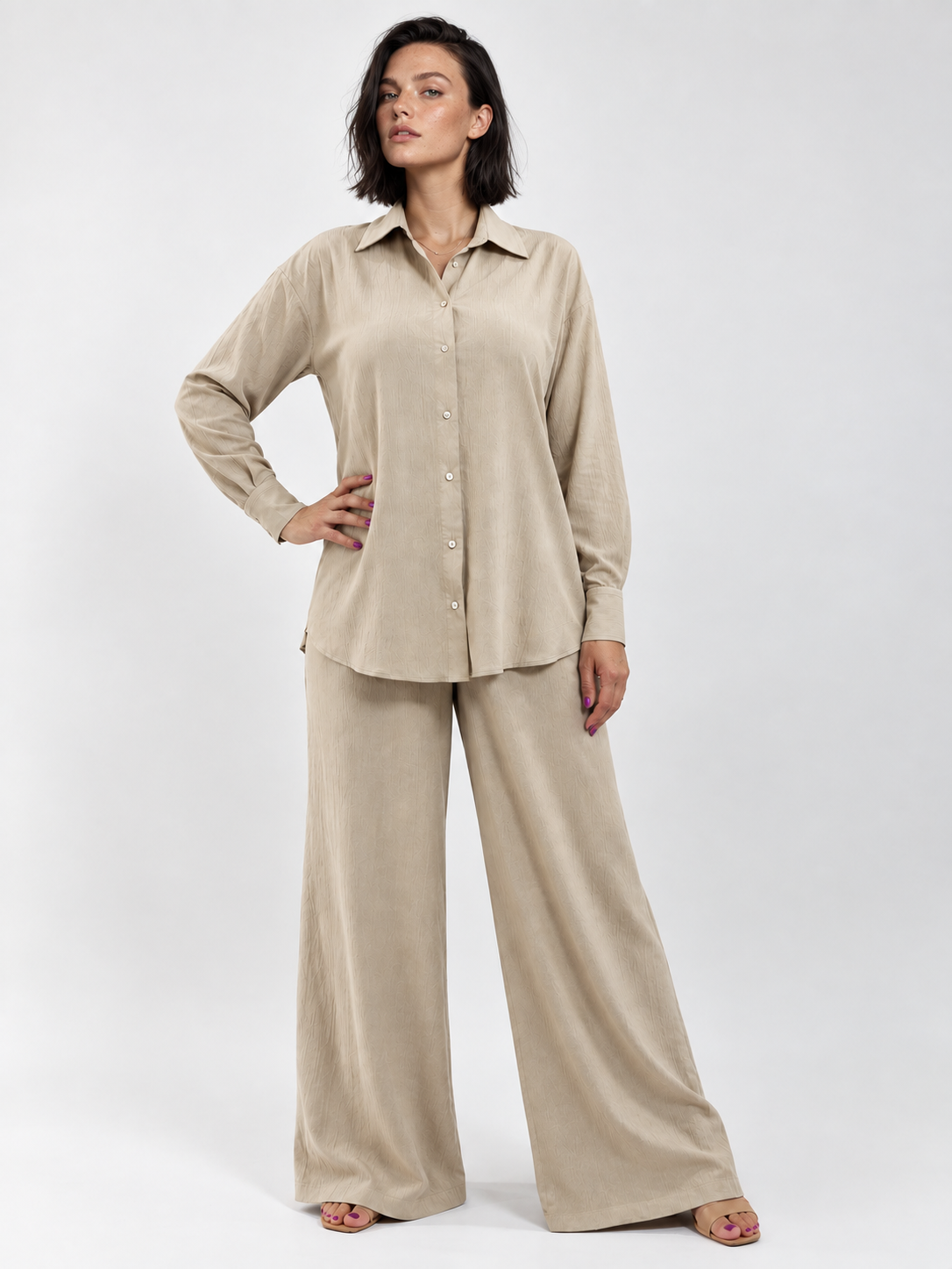 Ensemble Chemise & Pantalon Large – Élégance Décontractée