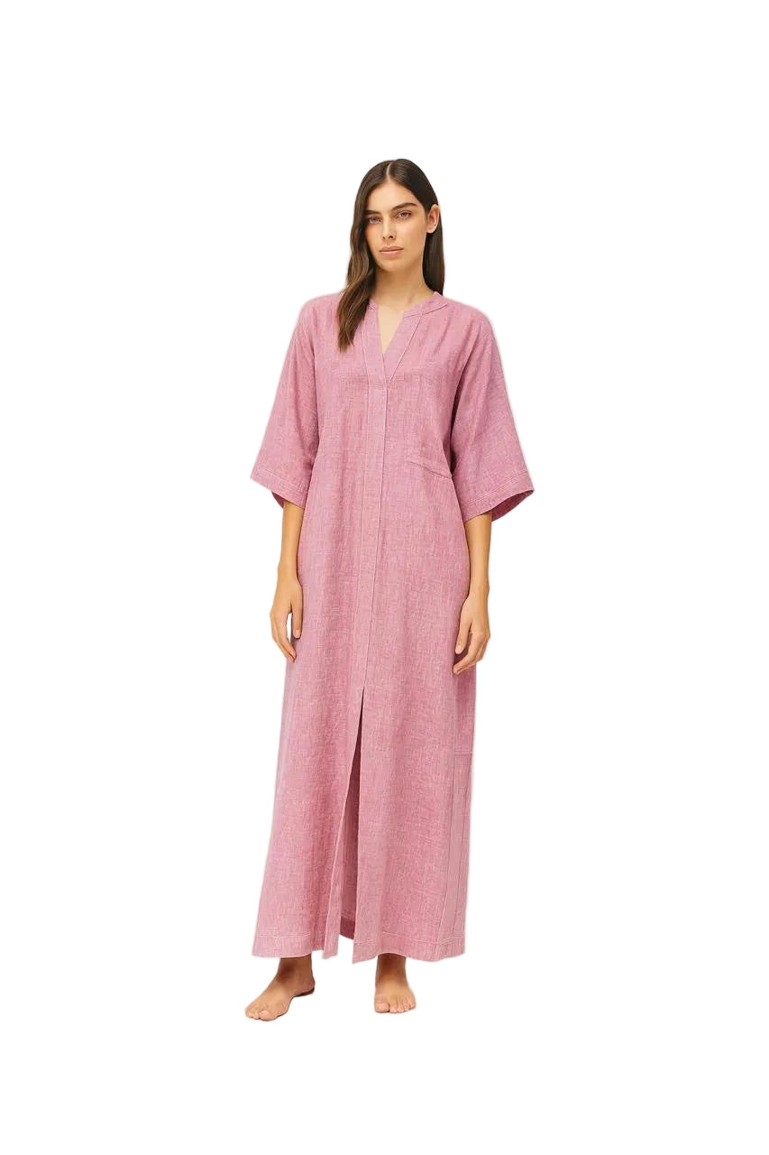 robe longue rose poudré