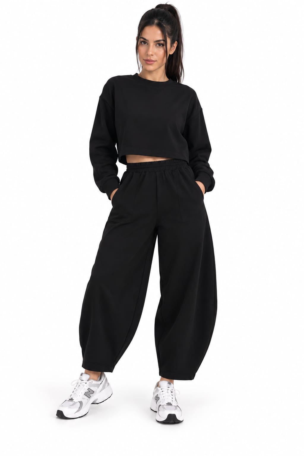 Ensemble 2 Pièces Crop Top  Pantalon Ballon - 80% Coton