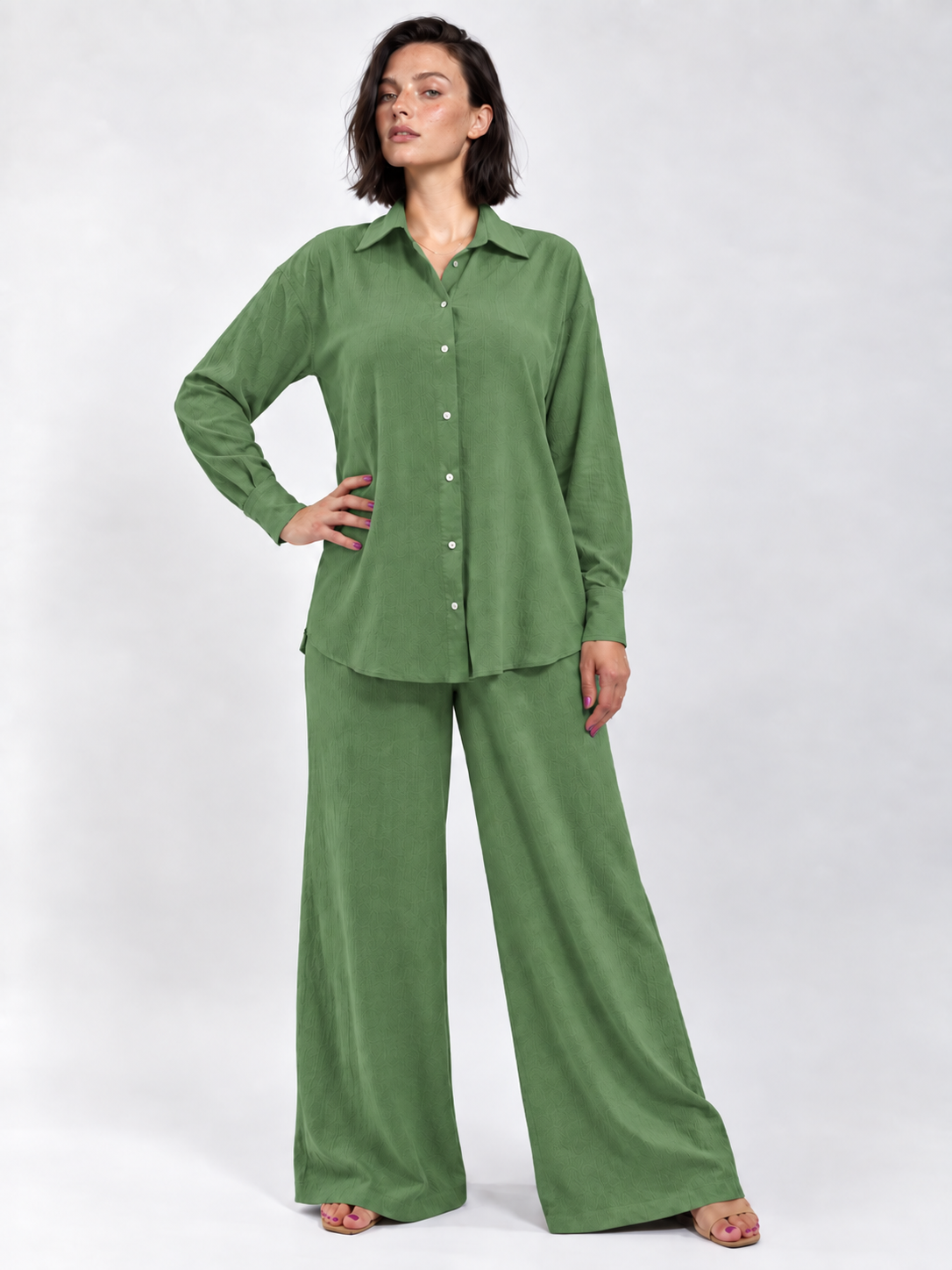 Ensemble Chemise & Pantalon Large – Élégance Décontractée